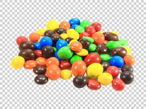 Candy or chocolate pellets isolated on white background. Stock Photos