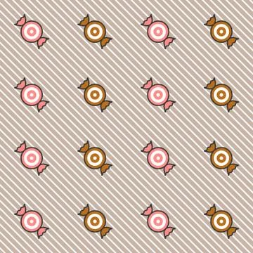 Candy or toffy seamless pattern on diagonal background Stock Illustration