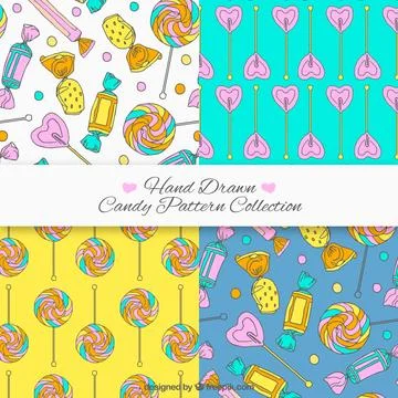 Candy patterns collection with different colors Illustrazione stock
