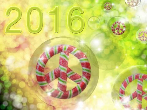 Candy peace signs in bubbles for 2016 库存插图