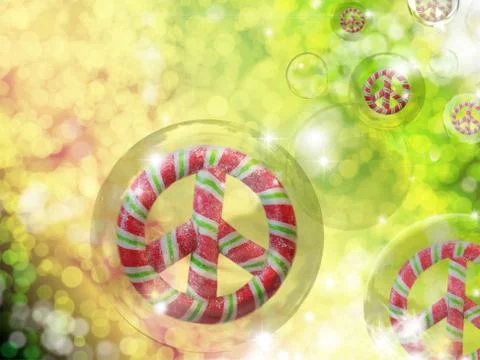 Candy peace signs in bubbles background 库存插图