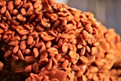 Candy with peanuts, known as Pe de Moleque in Brazil. Sweet food of Festa Junina Stock Photos