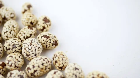 Candy peanuts with sesame seeds Stock Footage 85608122