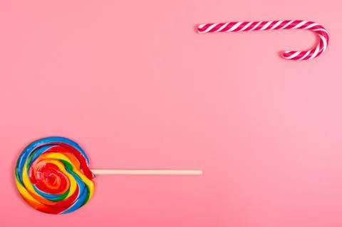 Candy on pink background Stock Photos