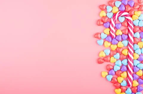 Candy on pink background Stock Photos
