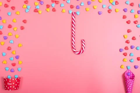 Candy on pink background Stock Photos