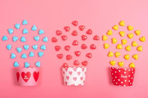 Candy on pink background Stock Photos
