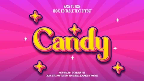 Candy Pink Modern editable text effect vibrant color. 3D Text effect Stock Illustration