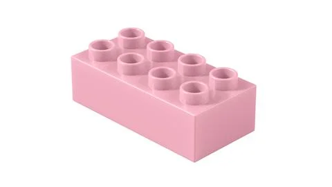 Candy Pink Plastic Lego Block Isolated on a White Background. Stock Illustration