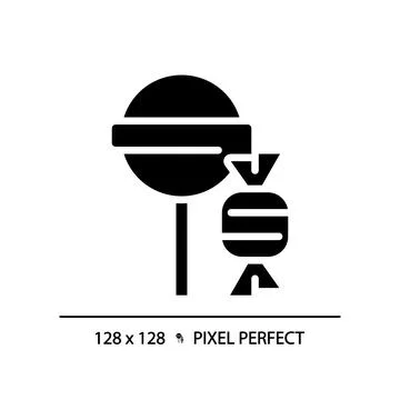 Candy pixel perfect black glyph icon Illustrazione stock