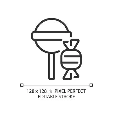 Candy pixel perfect linear icon Illustrazione stock