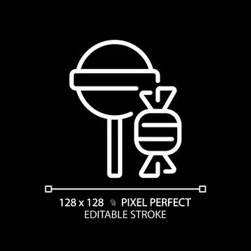 Candy pixel perfect white linear icon for dark theme Illustrazione stock