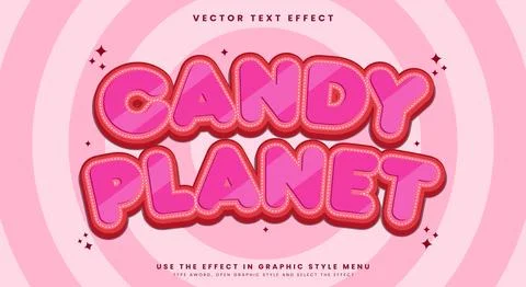 Candy Planet 3d Editable Text effect Template Stock Illustration
