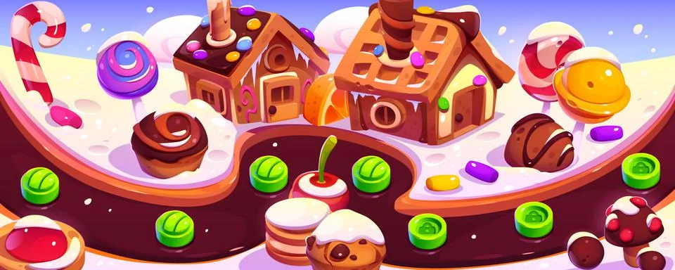 Candy planet game ui level map, cartoon 2d menu Stock-Illustration