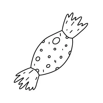 Candy with polka dot pattern in hand drawn doodle style. Vector illustratio.. 스톡 일러스트