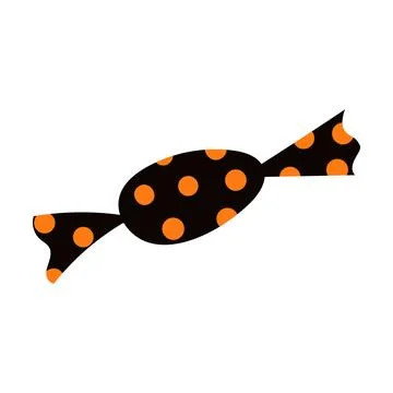 Candy in polka dots wrapper hand drawn Halloween illustration. Stock Illustration