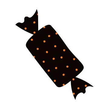 Candy in polka dots wrapper hand drawn Halloween illustration. 스톡 일러스트