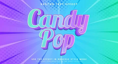 Candy Pop 3d editable text Style effect Stock Illustration