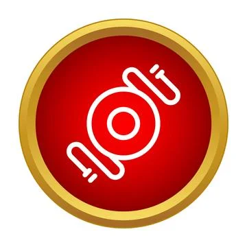 Candy in red circle with gold border icon Stock Illustration