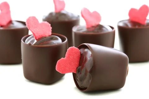 Candy with red hearts closeup. Stock Photos
