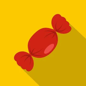 Candy in red wrap icon, flat style Stock Illustration