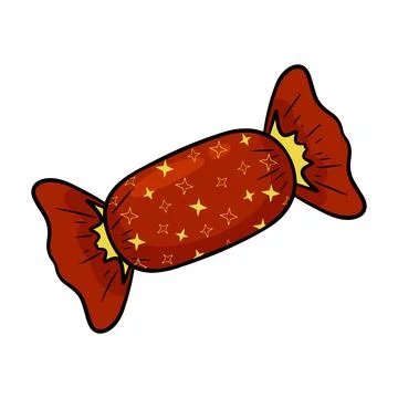 Candy in red wrapper with stars Stock Illustration