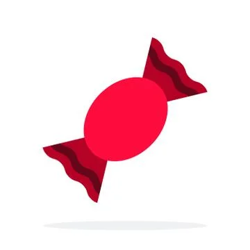 Candy in a red wrapper vector flat material design isolated object on white Stock Illustration