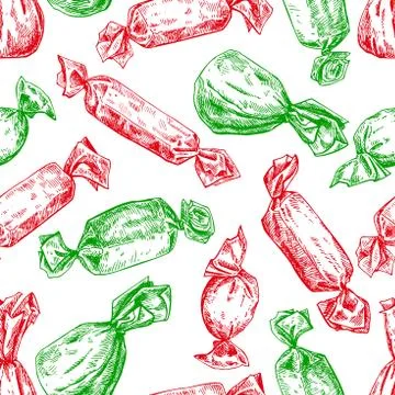 Candy seamless pattern in hand drawn style. Vector isolated back Illustrazione stock