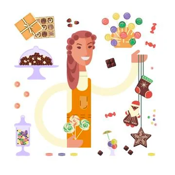 Candy seller character Stock Illustration