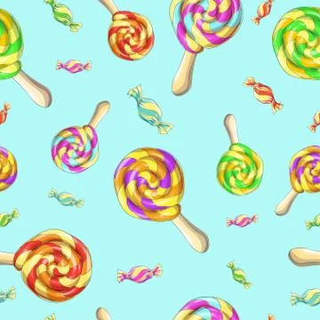 Candy set. Caramel on stick Stock Illustration