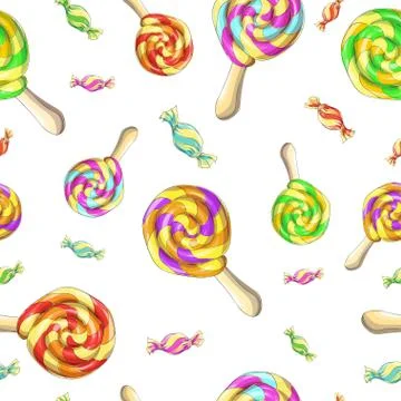 Candy set. Caramel on stick Stock Illustration