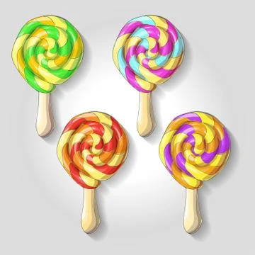 Candy set. Caramel on stick Stock Illustration