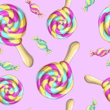 Candy set. Caramel on stick Stock Illustration