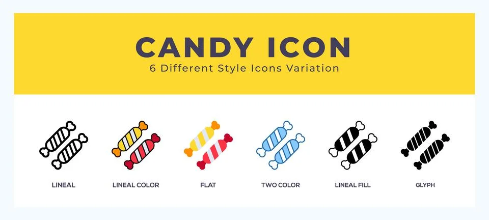 Candy set of icons. Vector illustration with different styles. Stock Illustration