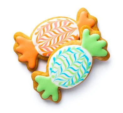 Candy Shaped Easter Cookies Isolated Over White Stock Photos