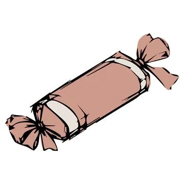 Candy Shaped Wrapped Gift with Bow Illustrazione stock