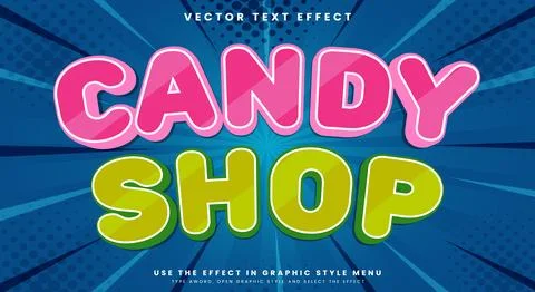 Candy Shop 3d Style editable text effect Template Stock Illustration