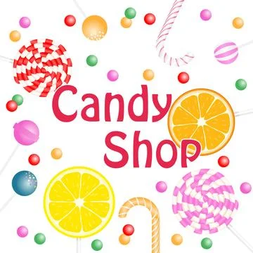 Candy Shop banner. Realistic candy poster. Stock Illustration