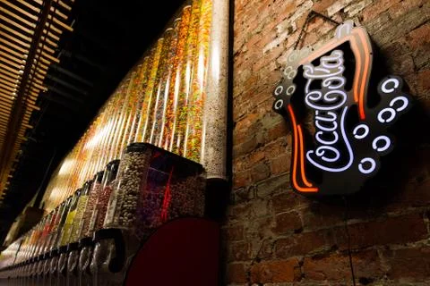 Candy Shop with a brick wall Stock Photos