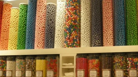 Candy shop dolly shot Stock Footage 75347594