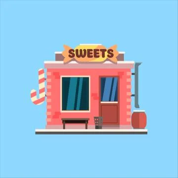 Candy Shop Front. Vector Illustration Stock Illustration