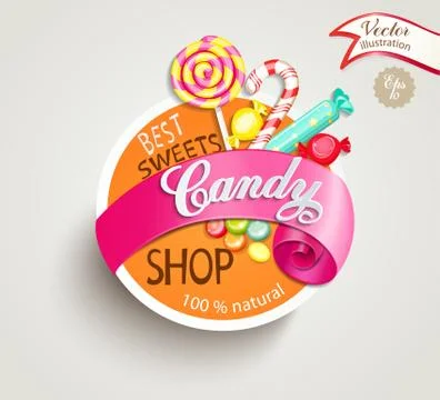 Candy shop label Stock Illustration