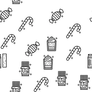 Candy Shop Product Vector Seamless Pattern Stock Illustration