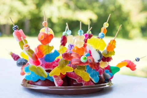 Candy skewers Foto stock