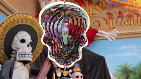 Candy Skull in the Wind Stock Footage 141018050