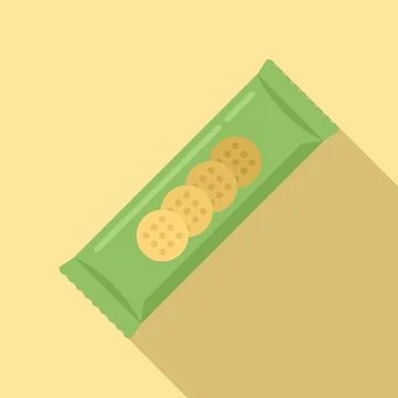 Candy snack bar icon flat . Cereal nut Stock Illustration