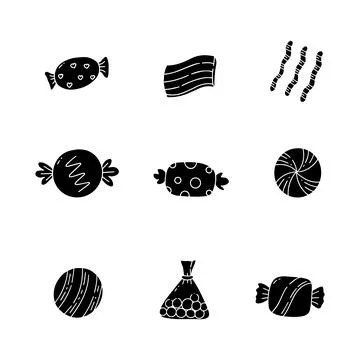 Candy solid icon collection. glyph hand drawn style. isolated illustration Stock Illustration