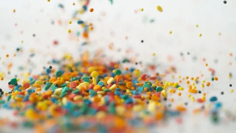 Candy sprinkles. Slow Motion. Stock Footage