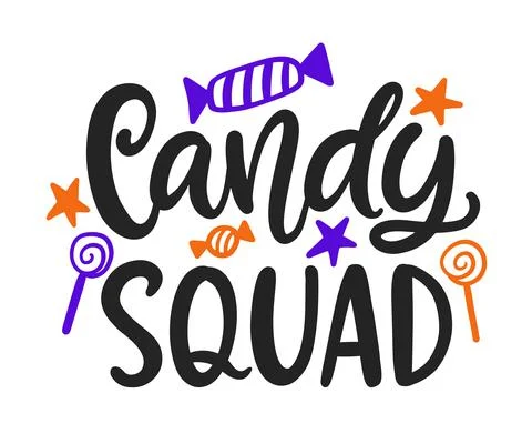 Candy Squad. Halloween Quote sweets Illustrazione stock