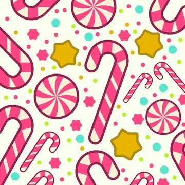 Candy stick cane decoration sugar sweet striped vector illustration seamles.. Ilustración de archivo